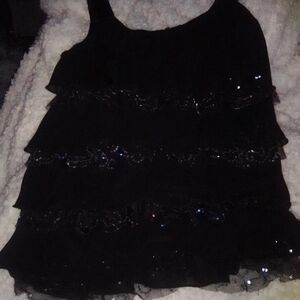 Iz Byer Black Sequin Ruffle Camisole